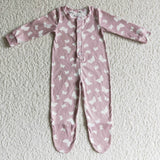 Promotional Butterfly Pink Buttons Girls Fall Romper