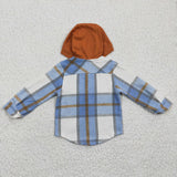 Sky Blue Plaid Orange Hoodie Boys Hoodie Top
