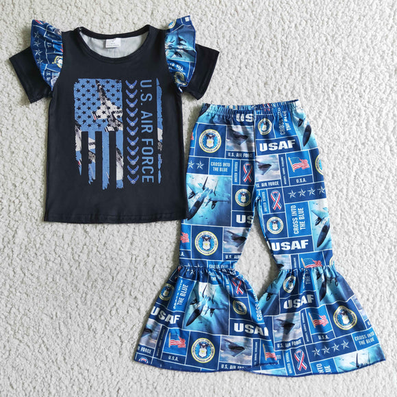 USAF Blue Black Girls 4th of July Outfits