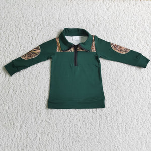 Jungle Leaves Green Polo Boys Long Sleeve Tops