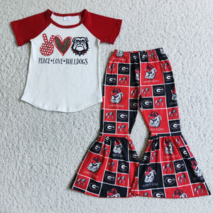 Team Red Girls Short Sleeve+Trousers Sets