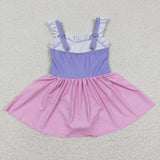 Cartoon Princess Purple Pink Girls Swimsuits