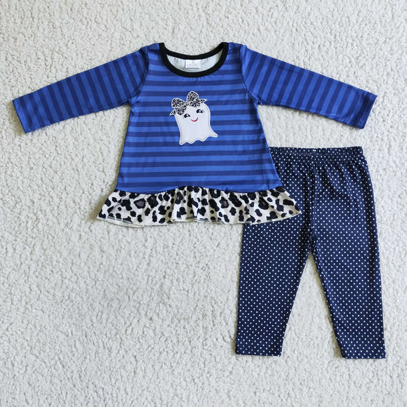 Ghost Blue Stripe Legging Girls Halloween Outfits