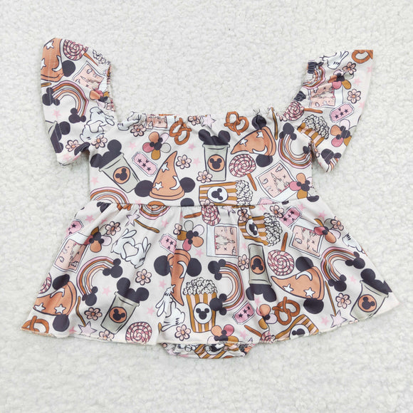 Cartoon Off Shoulder Girls Summer Romper