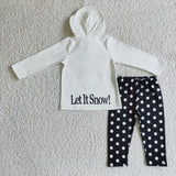 Snowman White Polka Dots Black Hoodie Boys Christmas Outfits