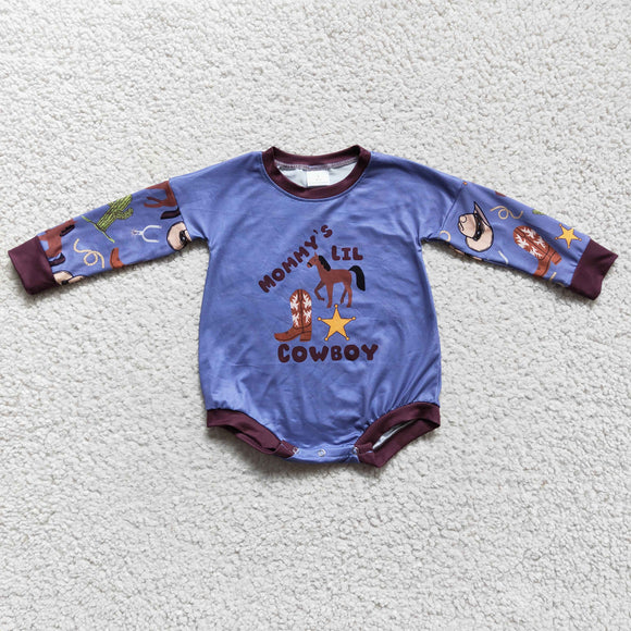 Horse Hats Boots Mommy's Cowboy Blue Boys Fall Romper