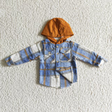 Blue Plaid Orange Hoodie Boys Hoodie Top