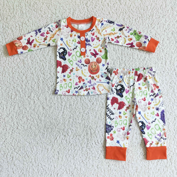 Promotional Cartoon Boo Orange Boys Halloween Pajamas
