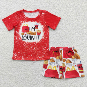 Lovin it Food Red Boys Shorts Sets