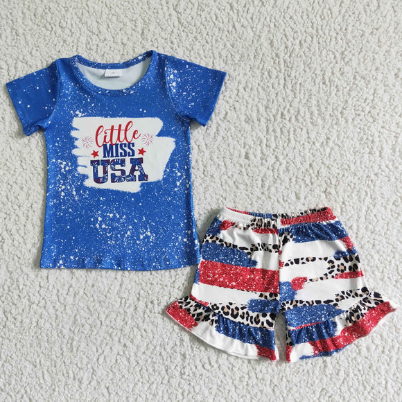 Promotional Little Miss USA Blue Girls 4th of July Outfits