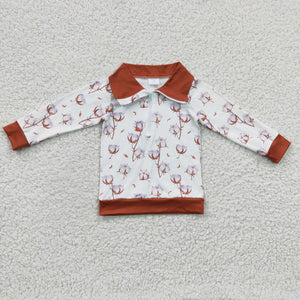 Promotional Cotton Brown Polo Boys Long Sleeve Top