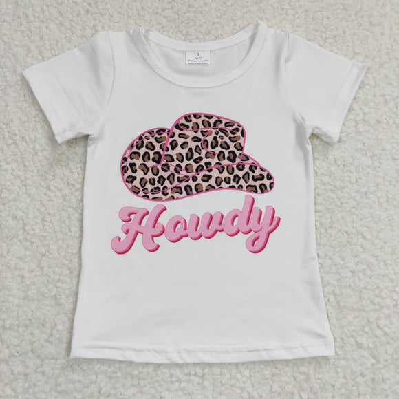 Howdy Hat White Girls Short Sleeve Top