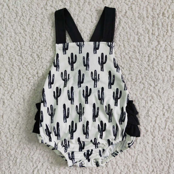 Baby Girls Cactus Black White Summer Romper