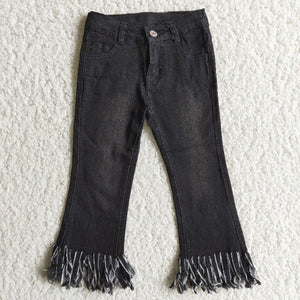 Tassels Skinny Black Girls Jeans Pants