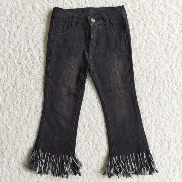 Tassels Skinny Black Girls Jeans Pants