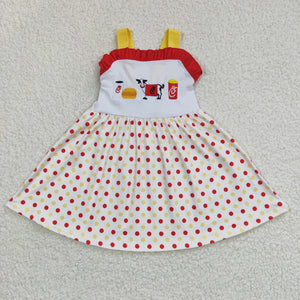 Cow Snack Food Dots Girls Sleeveless Dress