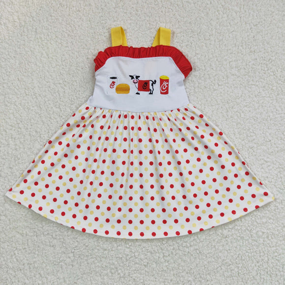 Cow Snack Food Dots Girls Sleeveless Dress