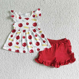 Promotional ABC Apple Pencils Red Girls Back to School Outfits