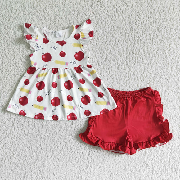 Promotional ABC Apple Pencils Red Girls Back to School Outfits