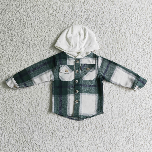 Green Plaid White Hoodie Boys Hoodie Top