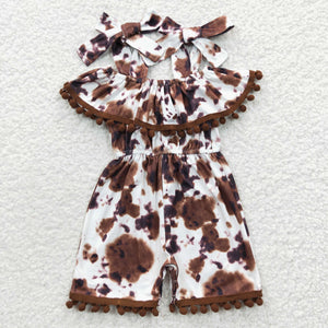 Cowhide Brown Pompom Girls Jumpsuit