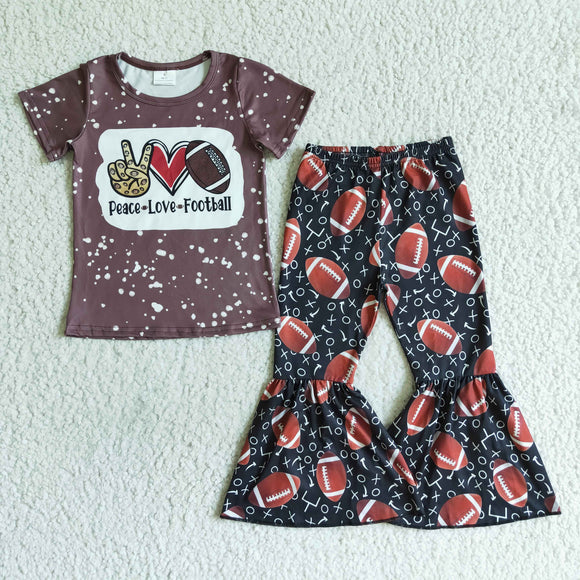 Promotional Football Brown Girls Short Sleeve+Trousers Sets