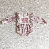 Babe Letters Santa Pink White Girls Christmas Romper