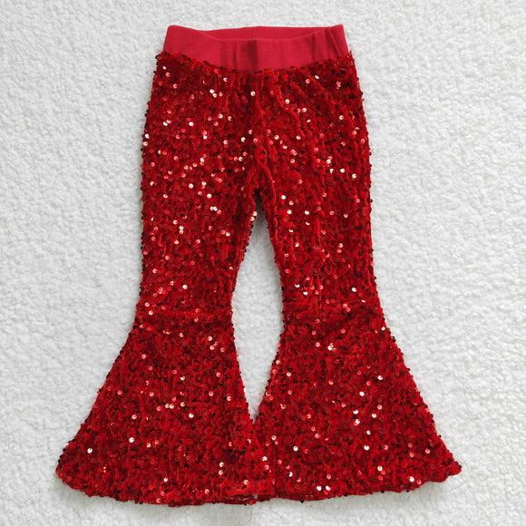 Red Sequin Girls Pants