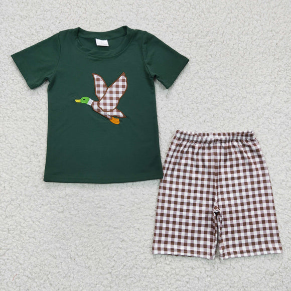 Wild Duck Plaid Green Boys Shorts Sets