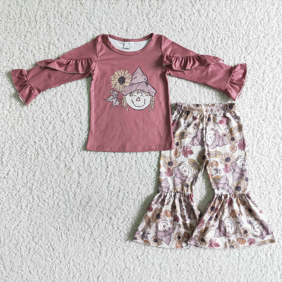 Promotional Scarecrow Sunflower Pink Long Sleeve+Trousers Sets