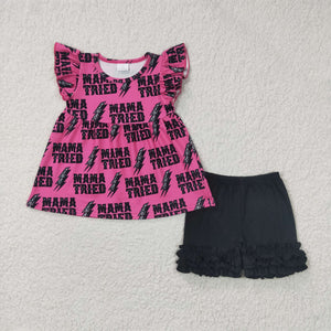 Promotional Mama Tried Hot Pink Girls Shorts Sets