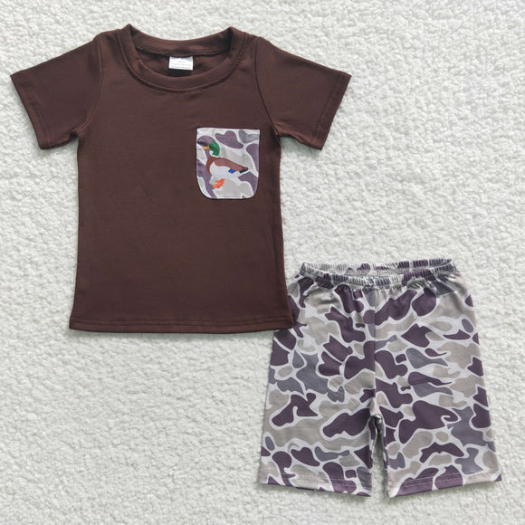 Duck Camo Brown Boys Shorts Sets