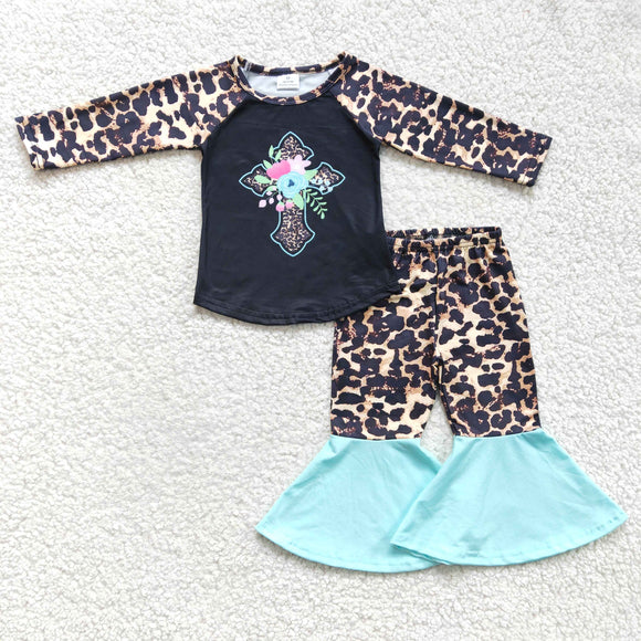 Promotional Cross Leopard Print Black Girls Easter Outfits