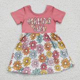 Promotional Mama's Girl Letters Floral Girls Short Sleeve Dress