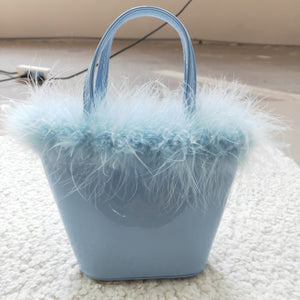 Fur Sky Blue Handbag Bag