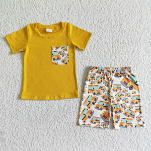 Bus Pocket Yellow Boys Back to School Outfits
