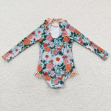 Floral Mint Girls Swimsuits
