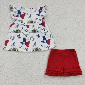 Y'all White Red Girls 4th of July Outfits