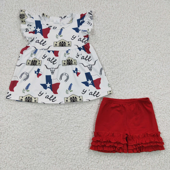 Y'all White Red Girls 4th of July Outfits