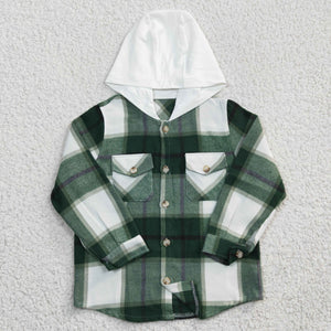 Light Green Plaid White Hoodie Boys Hoodie Top