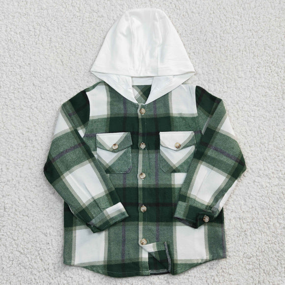 Light Green Plaid White Hoodie Boys Hoodie Top