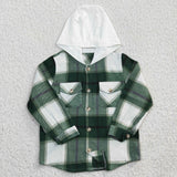 Light Green Plaid White Hoodie Boys Hoodie Top