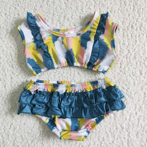 Yellow Green Pink Girls Swimsuits