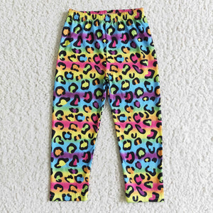 Colorful Leopard Print Girls Legging Pants