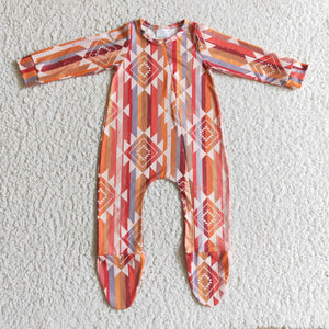 Promotional Stripe Orange Aztec Boys Fall Romper