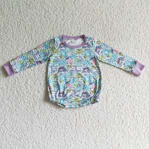 Cartoon Green Purple Fall Romper