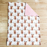 Cows Floral White Pink Blankets