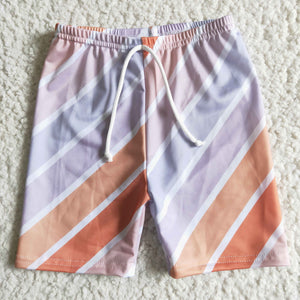 Purple Orange Stripes Boys Swimming Trunks