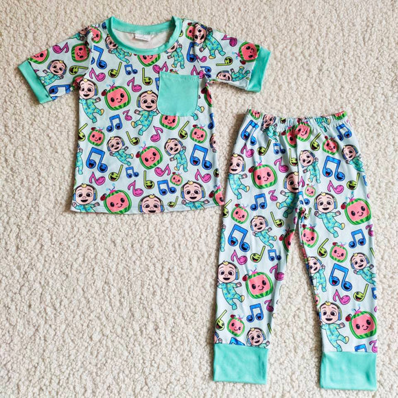 Promotional Cartoon Pocket Boys Short Sleeve Pajamas