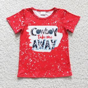 Cowboy take me away Red Girls Short Sleeve Top